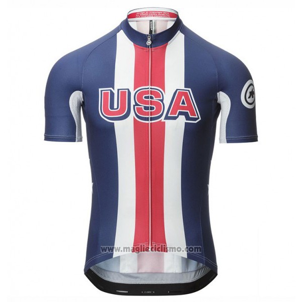 2017 Abbigliamento Ciclismo Assos Campione Stati Uniti Blu Manica Corta e Salopette